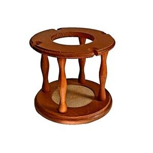Vintage Teak Wood Cork 4 Slots Pipe Stand Desktop Retro Japandi Mad Men Decor